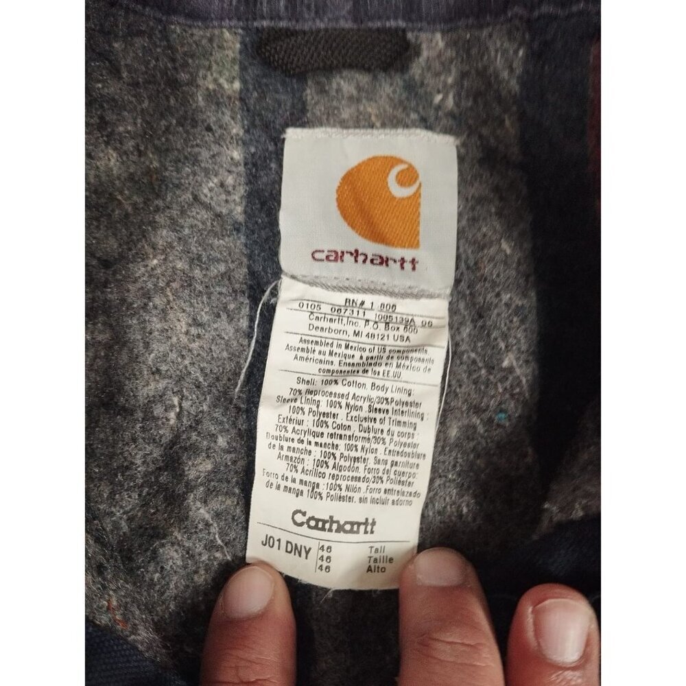 Vintage Carhartt Men Size 46 Tall Navy Blue J01 DNY Blanket Lined Detroit Jacket - Picture 7 of 8